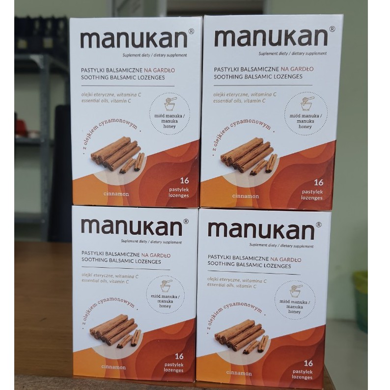 Viên Ngậm Thảo Dược Giảm Viêm Họng Chiết Xuất Quế & Mật Ong Manukan Cinnamon (Hộp 16 Viên)