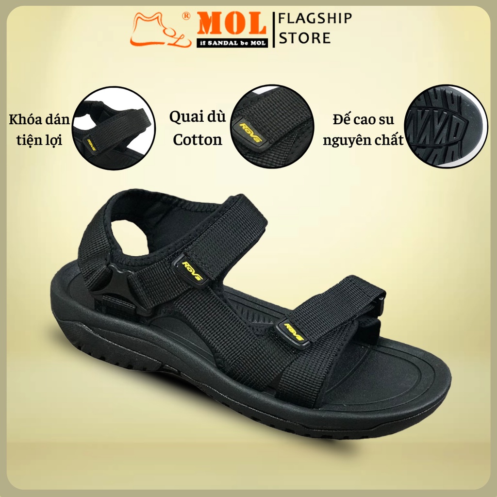 Giày sandal nam hiệu Rova siêu bền quai ngang đế cao su quai dù đi làm đi học mã RV866