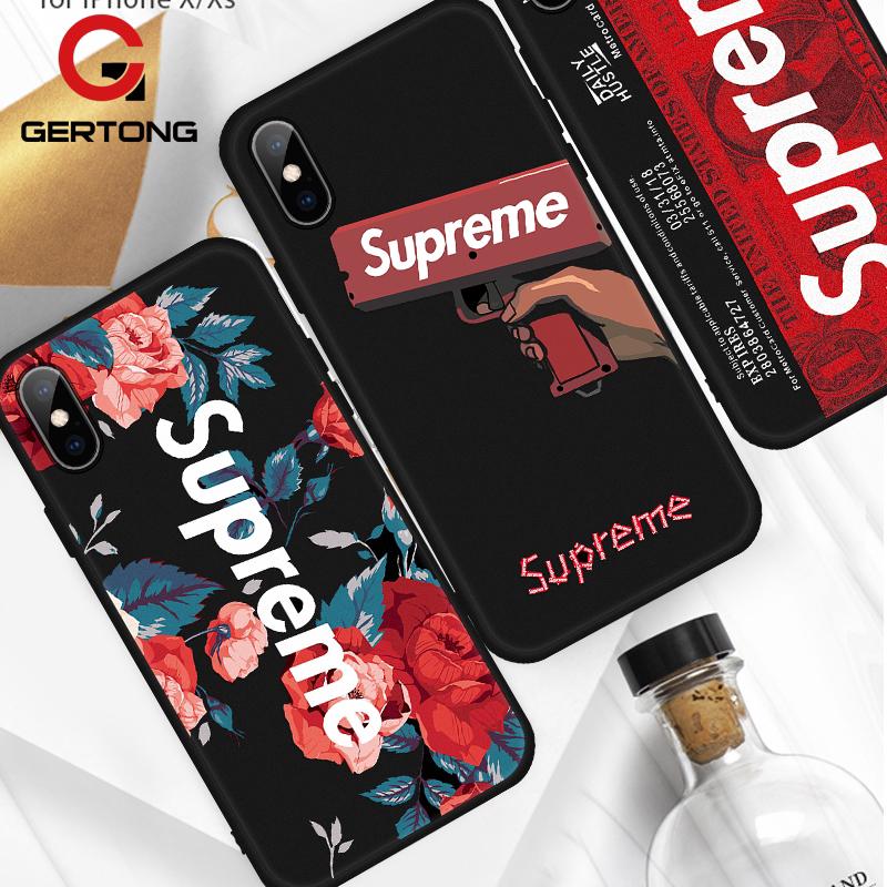 Ốp điện thoại TPU mềm in hình và logo Supreme thời trang cho iPhone 6 6s 7 8 Plus X 10 XR XS MAX