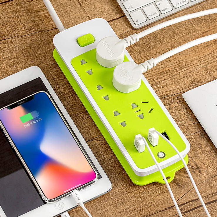 Ổ điện đa năng chống giật 3 cổng USB và 9 ổ cắm tiện lợi, thông dụng