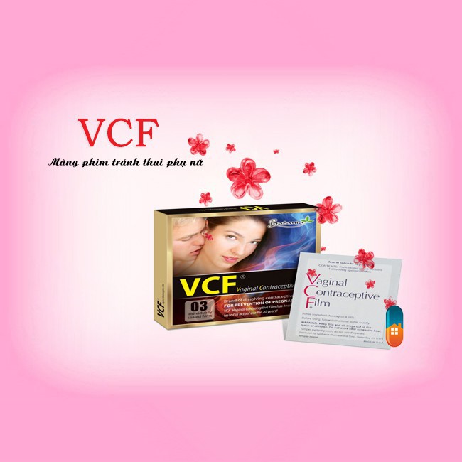 Vòng tránh thai - màng phim tránh thai VCF kích cỡ 5x5cm, rất mỏng, mềm, và tan nhanh trong âm đạo của người phụ  nữ