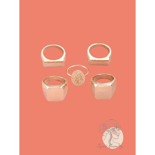 Nhẫn hình học set 5 nhẫn cao cấp mạ vàng 18k, sang trọng cá tính nhiều sự lựa chọn, nhẫn nữ