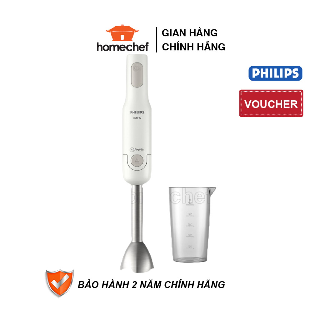 Máy xay cầm tay Philips 650W, cối xay inox an toàn, bền đẹp, dễ vệ sinh, bảo hành 2 năm chính hãng - HR2534