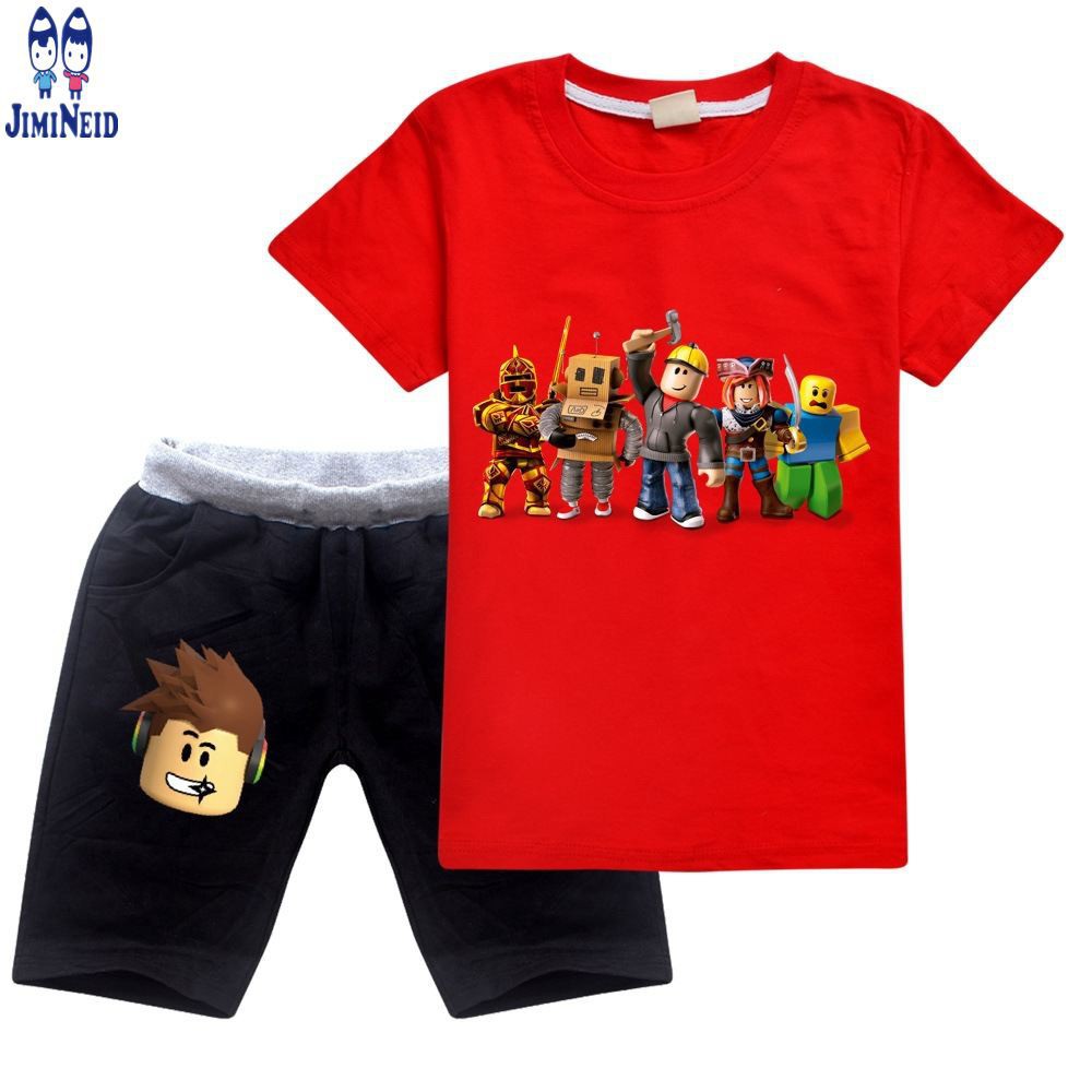 【JD】Cute Baby ROBLOX Shirts Kids Boys Girls Clothing Cartoon Cotton Short Sleeve T shirt+Shorts 2pcs/set