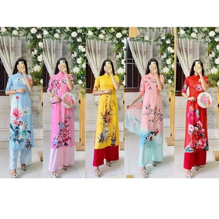 Áo dài cách tân họa tiết Hà Cúc 2022