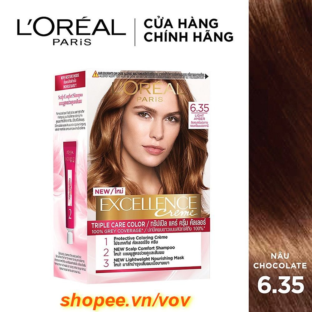 Thuốc nhuộm tóc #6.35 Loreal Excellence Creme  100% chính hãng, vov cung cấp & bảo trợ.