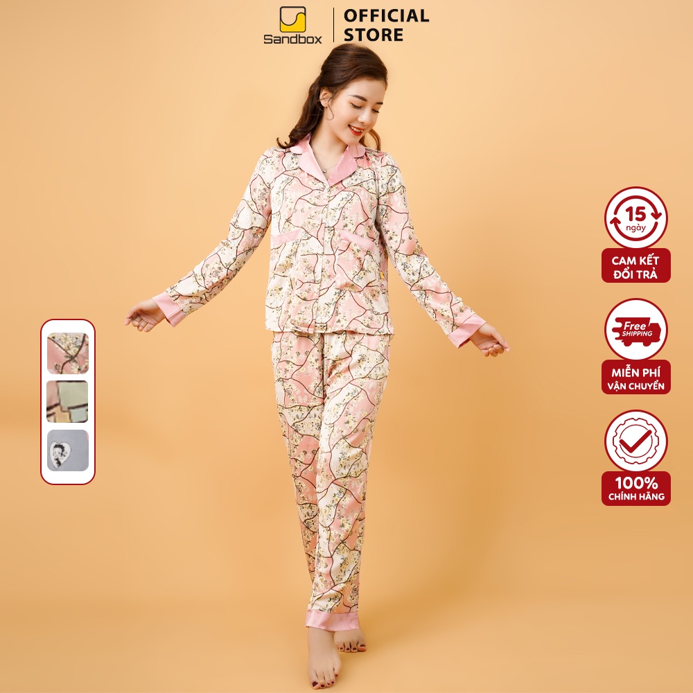 Bộ Pijama Dài SANDBOX Lụa Satin Cao Cấp Thiết Kế Phối Trẻ Trung