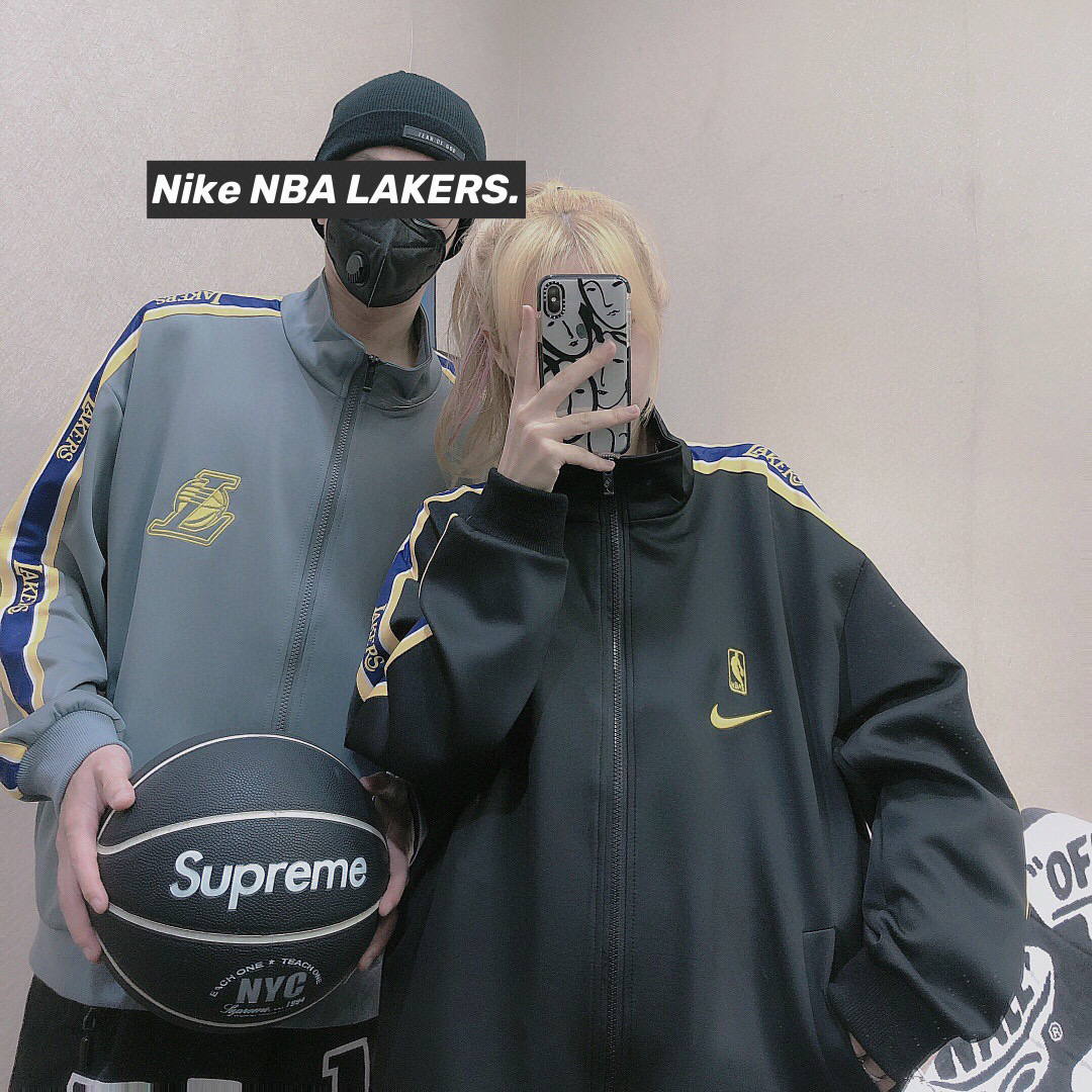 NBA Áo Khoác Bóng Rổ Nike Lakers Tay Dài Cổ Đứng Cho Nữ