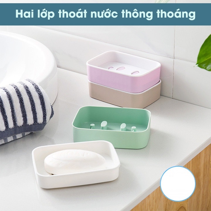 Khay Nhựa 2 Lớp - Để Bánh Xà Bông, Giúp Xà Phòng Luôn Khô Ráo, Sạch Sẽ, TakyHome 4036