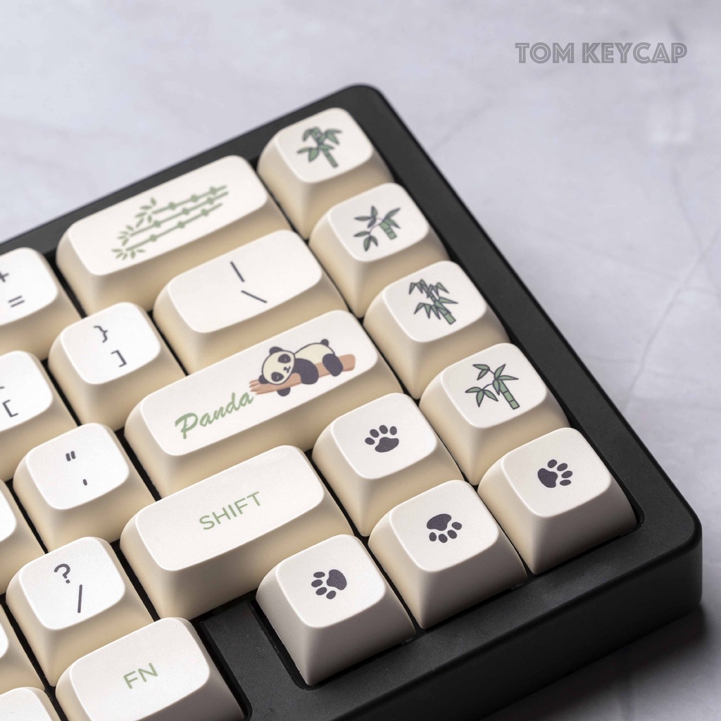 Keycap Panda Gấu Trúc Đen Trắng, Nút Bàn Phím Cơ nhựa PBT 133 phím in Dye Sub Profile XDA