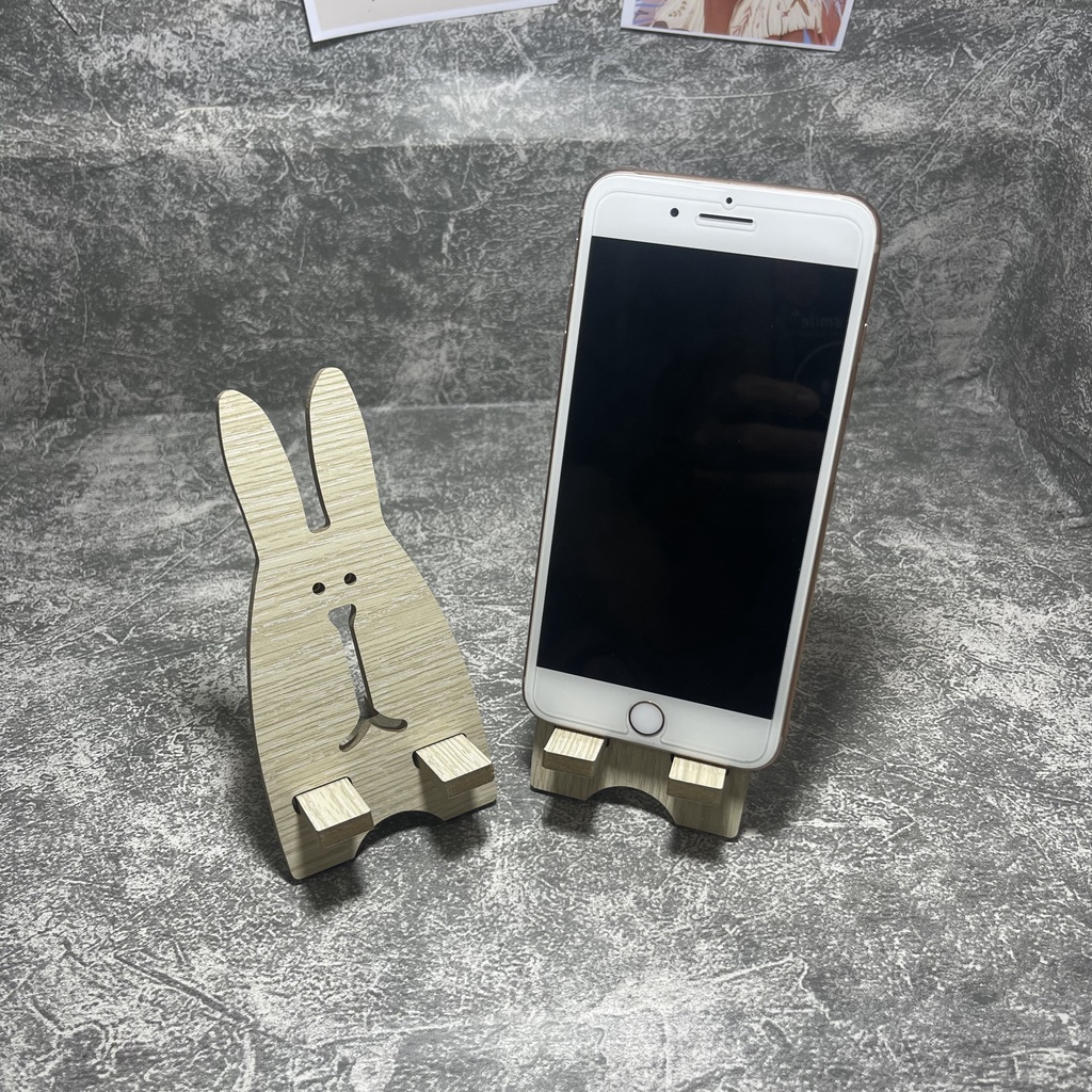 Giá Đỡ Điện Thoại, Kệ Gỗ Đặt Điện Thoại Cắt Hình Chú Thỏ Decor Xinh Xắn, Gỗ Dày Dẵn An Toàn