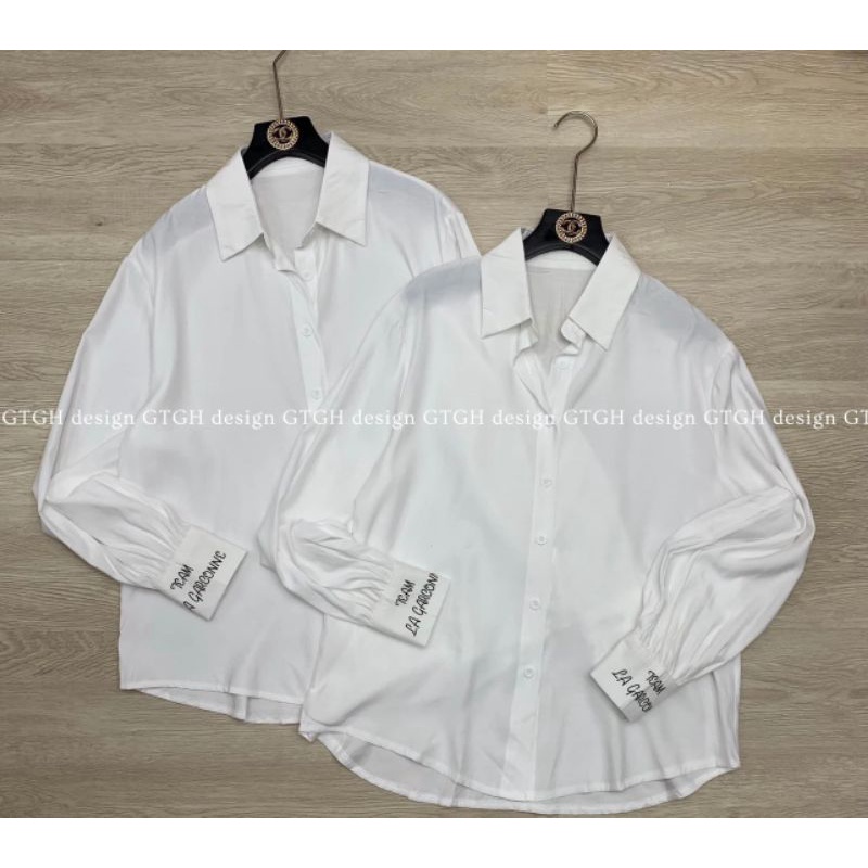 Áo sơmi trắng tay chữ hàng QC