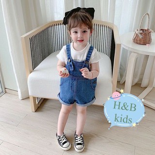 Set quần yếm jean bé gái