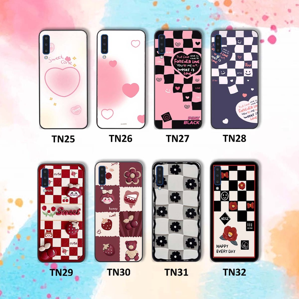 Ốp Samsung A7 2018 / A9 2018 in hình trái tim, caro kẹo ngọt đầy cá tính siêu đẹp siêu chất