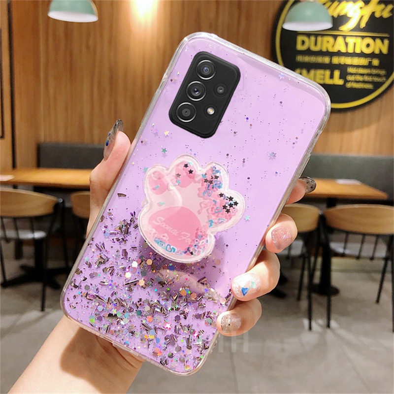Ốp Điện Thoại Mềm Trong Suốt Có Giá Đỡ Hình Chân Mèo Cho Samsung Galaxy A53 A13 A23 A33 M33 M23 4G 5G 2022 GalaxyA53