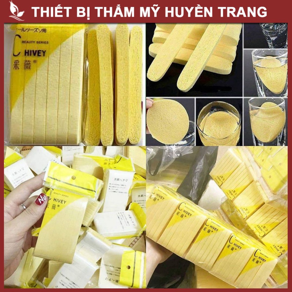 Sỉ 20 Gói Mút Rửa Mặt Bọt Biển Chivey (Mút Ép Vàng) - Thẩm Mỹ Huyền Trang