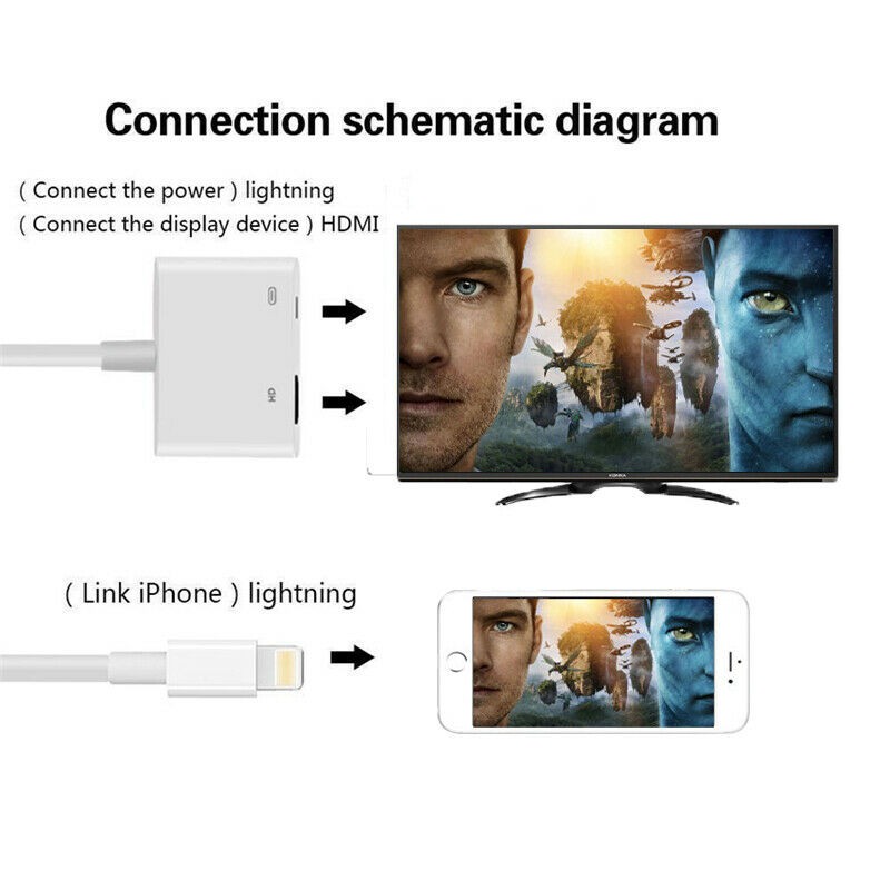 Full HD 1080P Lightning to HDMI Adapter Cable Digital Audio AV Converter For iPhone iPad