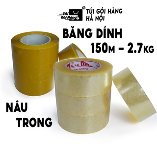 Băng dính, băng keo gói hàng loại dày 50mic, dài 150m - 1 cây 6 cuộn 2.3kg