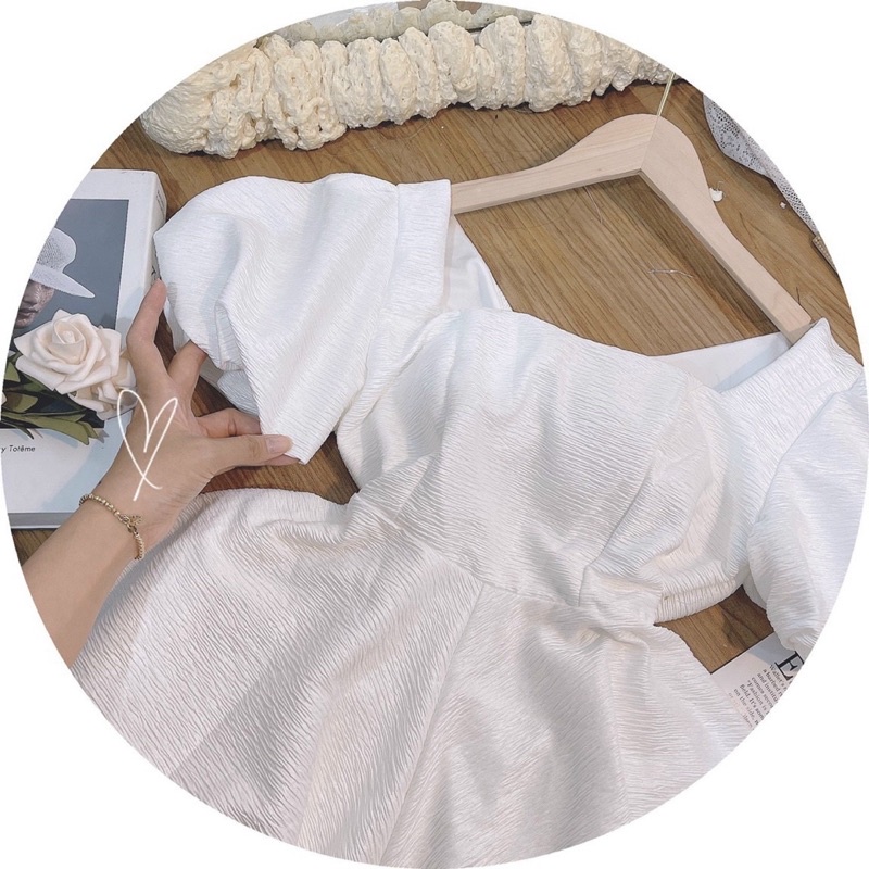 ĐẦM GẤM BBD XƯỢC VẢI TAY BỒNG NƠ LƯNG