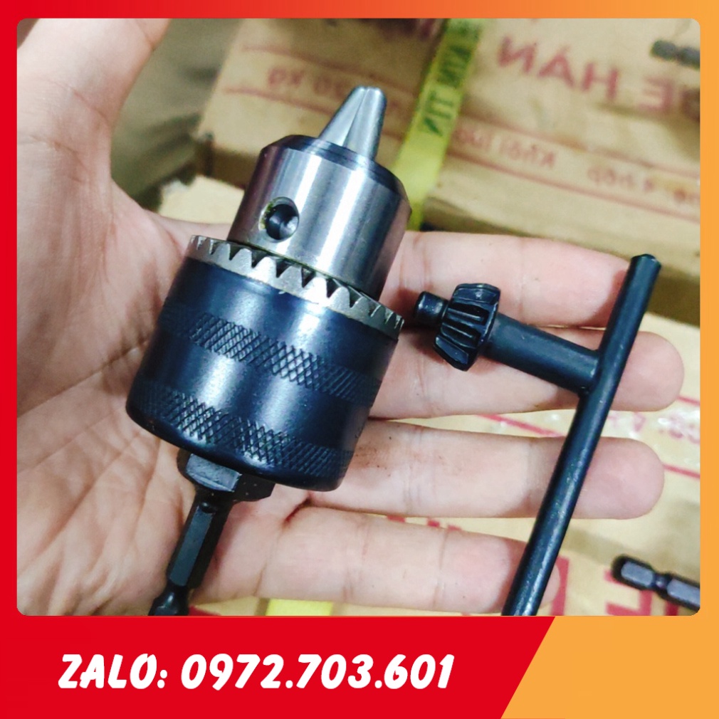 đầu kẹp mũi khoan, đầu mang ranh 13mm, loại tay khóa, kèm chuôi lục giác (SS1869) [GIÁ TỐT]