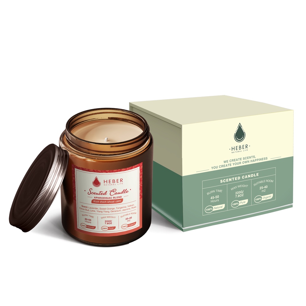 Nến Thơm Kích Thích Khoái Cảm- Aphrodisiac Scented Candle Heber Natural Life Thiên Nhiên Cao Cấp 100g &amp; 220g