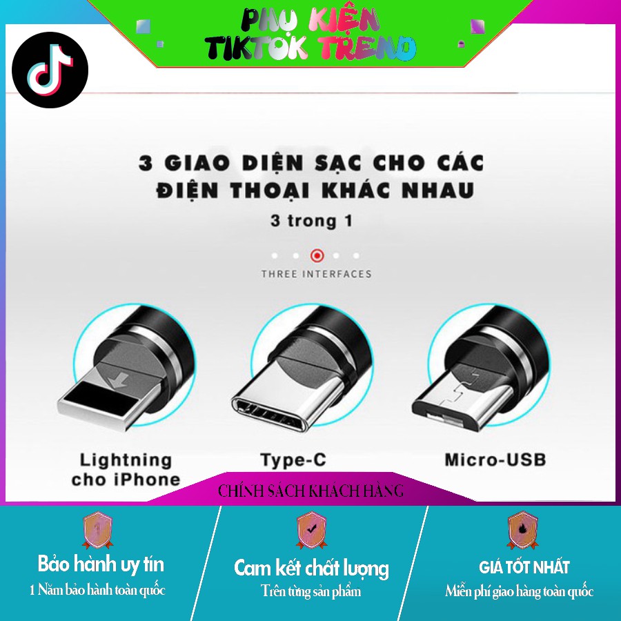 [TIKTOK TREND] [ Siêu Phẩm ] - CÁP SẠC NAM CHÂM HỘP RÚT 3IN1 - KESHOW + combo 3 chân sạc Lightning, Micro usb, Type C. h