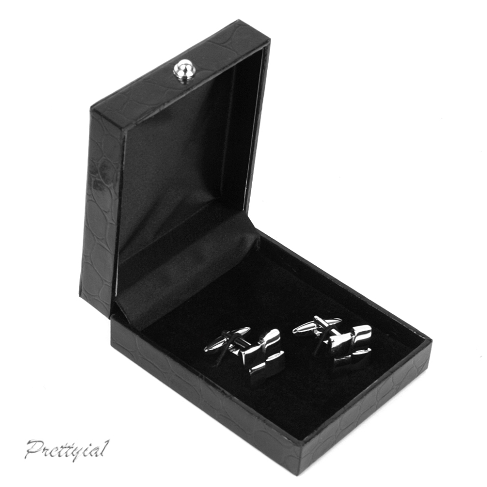 [PRETTYIA1] Velvet PU Leather Tie Clip Cufflinks Brooch Storage Gift Box Case Birthday