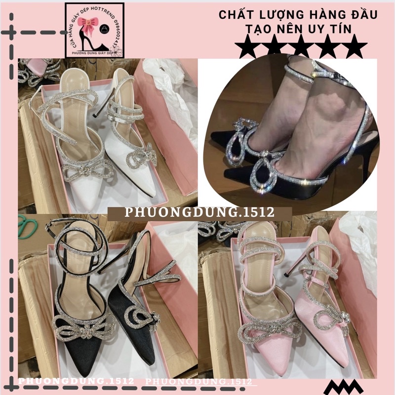 Giày Cao Gót Mach Mũi Nhọn Nơ Đá Gót 8p hàng fullbox quảng châu