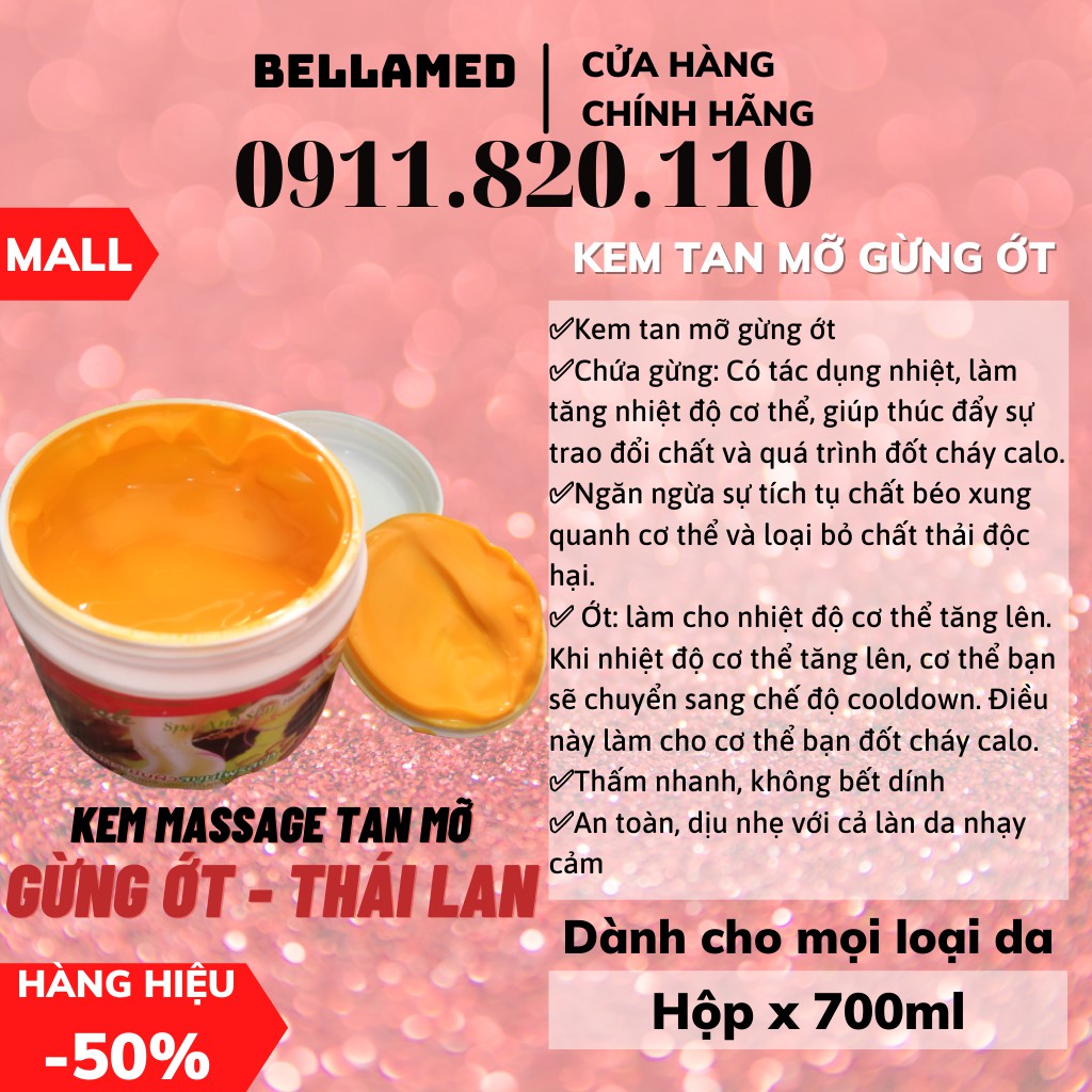 Kem massage tan mỡ gừng ớt 700ml