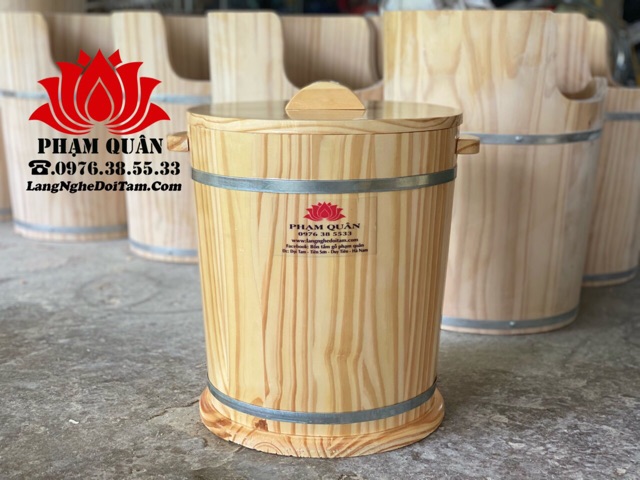 thùng đựng gạo gỗ thông 20kg, thùng gỗ đựng gạo phong thuỷ 20kg