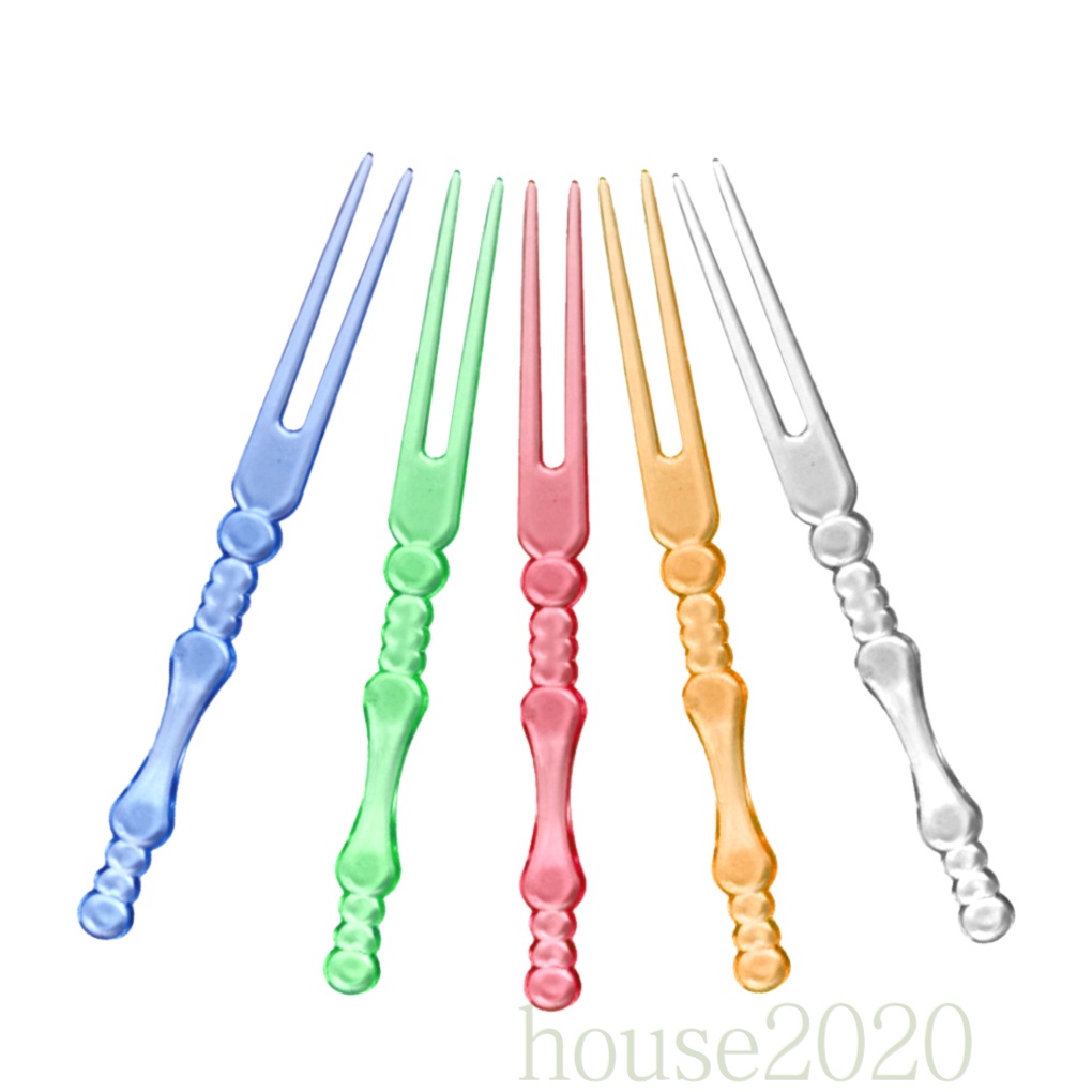Set 80 Nĩa Nhựa 2 Răng Nhiều Màu Sắc Dùng Ăn Trái Cây / Salad / Snack Tiện Dụng 2020
