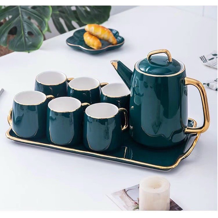 Bộ ấm chén xanh cổ vịt cao cấp