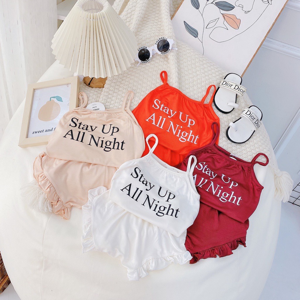 [HOT] BỘ HAI DÂY CHIP BÈO STAY UP ALL NIGHT  CHẤT COTTON MỀM MÁT SIÊU ĐÁNG YÊU CHO BÉ 7-18KG. VIDEO THẬT. XƯỞNG MAY BIBO