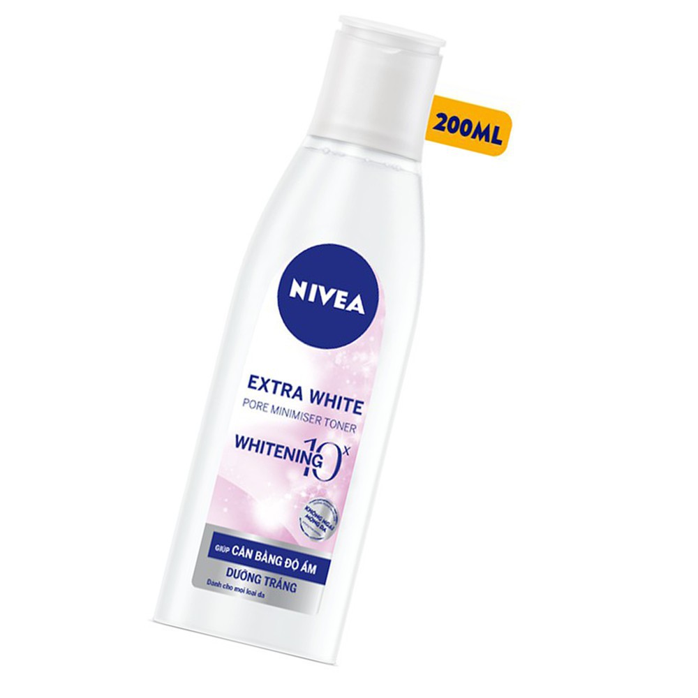 Nước hoa hồng dưỡng trắng da & se khít lỗ chân lông NIVEA Extra White 200ml - Hàng Chính Hãng