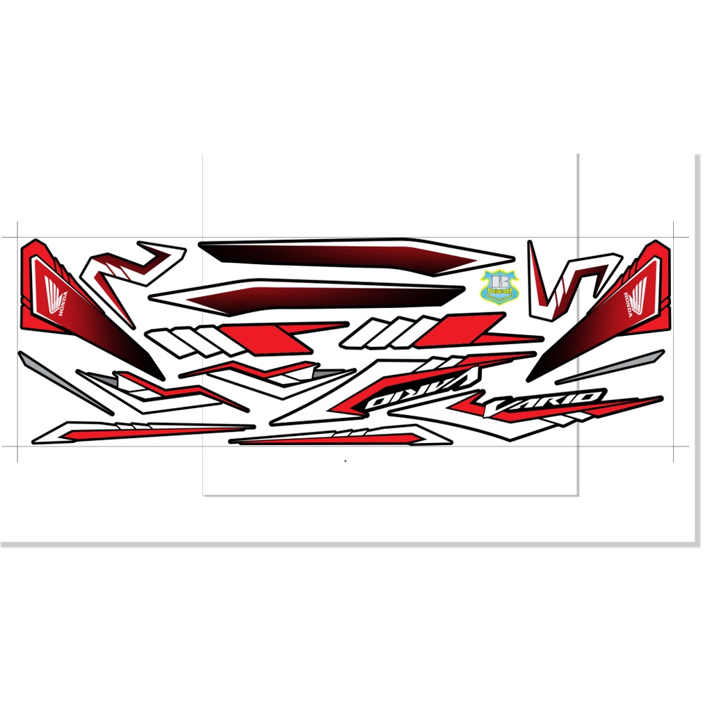 ( Quí khách vui lòng mang ra tiệm cho thợ dán ) Tem vario 150 26547 đỏ đen