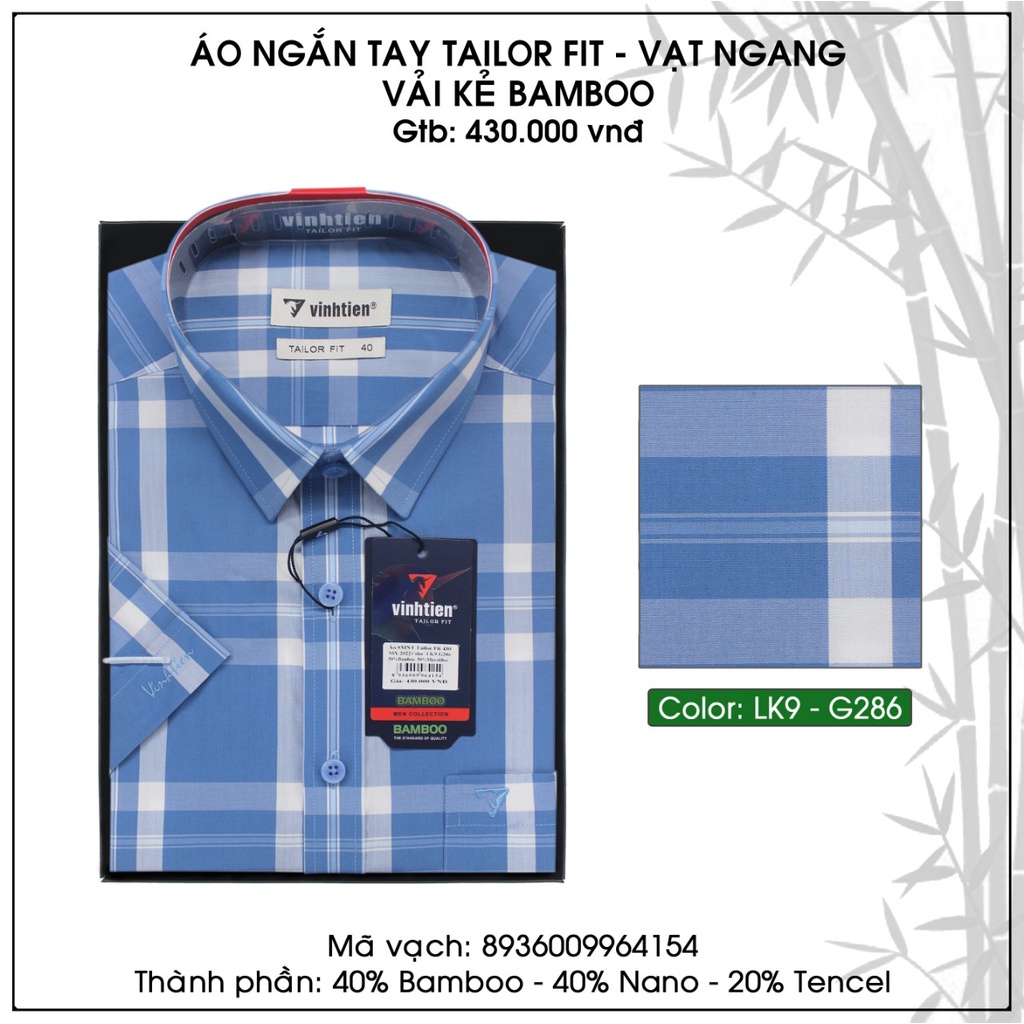 Áo Sơ Mi Bamboo Ngắn Tay Dáng Trẻ TaiLor Fit Vĩnh Tiến G286