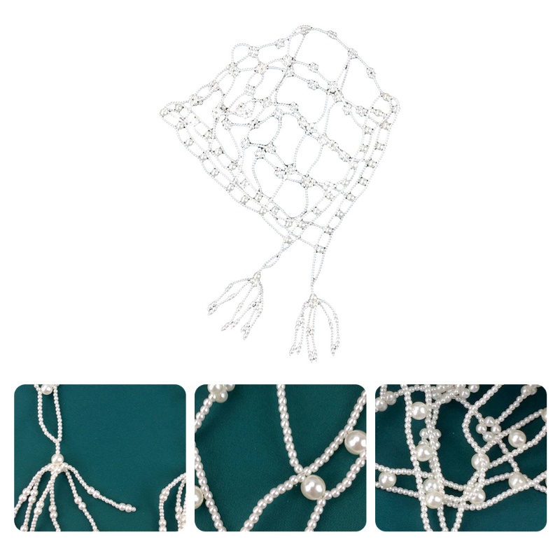 Băng Đô Cài Tóc Dạng Chuỗi Hạt Màu Trắng Phong Cách Vintage Dành Cho Nữ