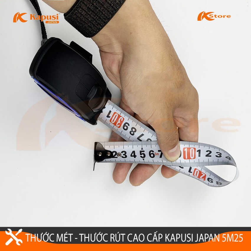 THƯỚC MÉT - THƯỚC RÚT CUỘN CAO CẤP KAPUSI JAPAN 5 MÉT*25, ĐỘ BỀN CAO AN TOÀN KHI SỬ DỤNG, HÀNG CHÍNH HÃNG BẢO HÀNH 24 TH