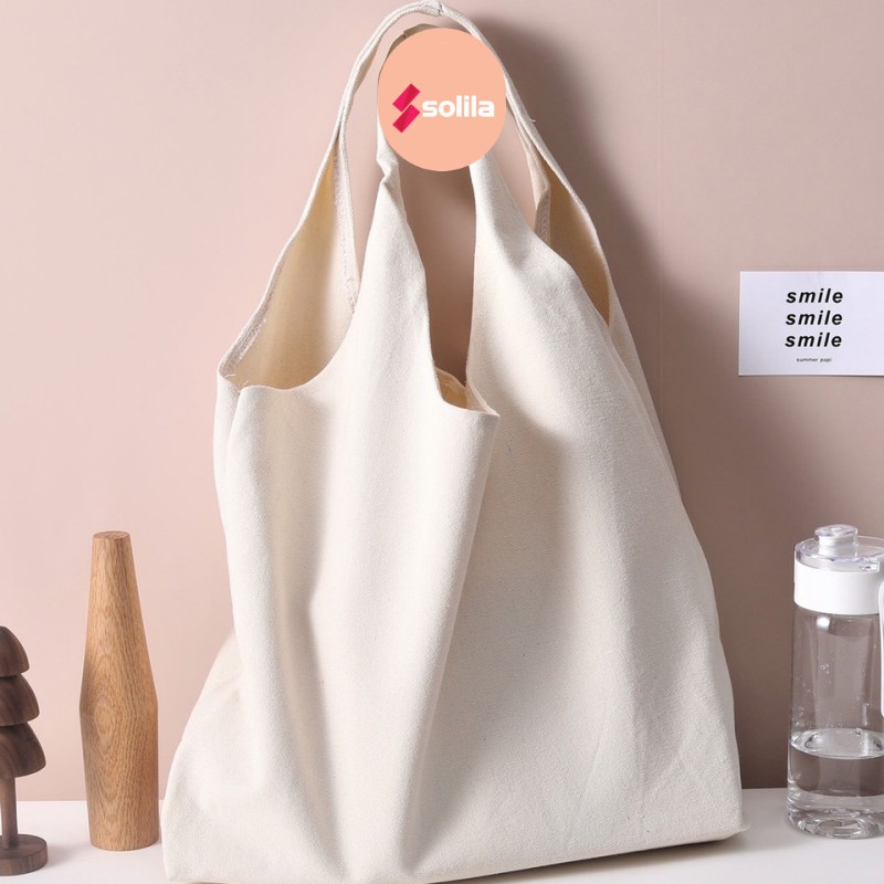 [HÀNG LOẠI A] Túi tote vải canvas Attitude liền quai không khóa miệng túi đi học đi chơi phong cách free style
