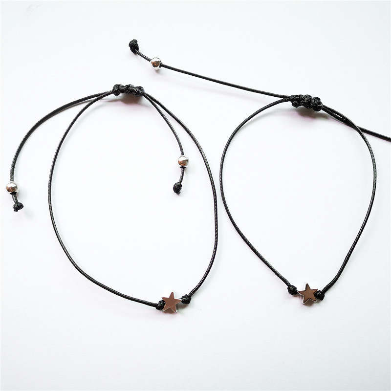 Set 2 vòng tay bện dây mặt hình trái tim/ ngôi sao thời trang dành cho cặp đôi