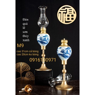 Đèn xanh bọc đồng sứ Bát Tràng