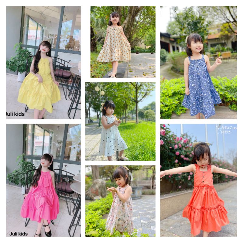 ĐẦM VÁY DÀI XÒE RỘNG BABY DOLL VẢI MỀM NHẬP HAIVANCO BÉ GÁI 12 đến 40 kg MỀM MẠI VÀ THOÁNG MÁT ĐI HỌC ĐI HỌC ĐI CHƠI ĐẸP