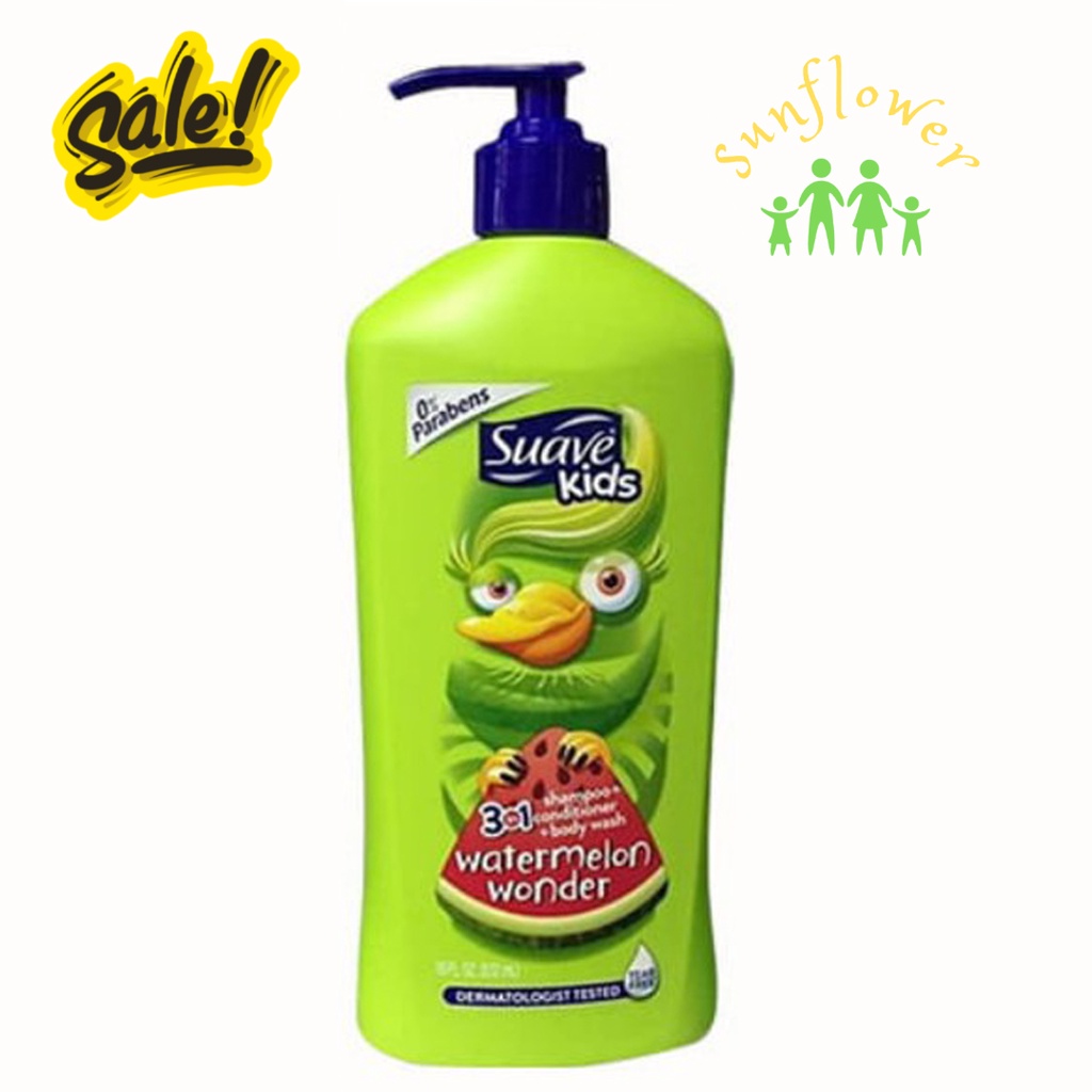 Sữa Tắm Gội Xả Dành Cho Bé Hương Dưa Hấu Suave Kids 3 in 1 Watermelon Wonder 532ml