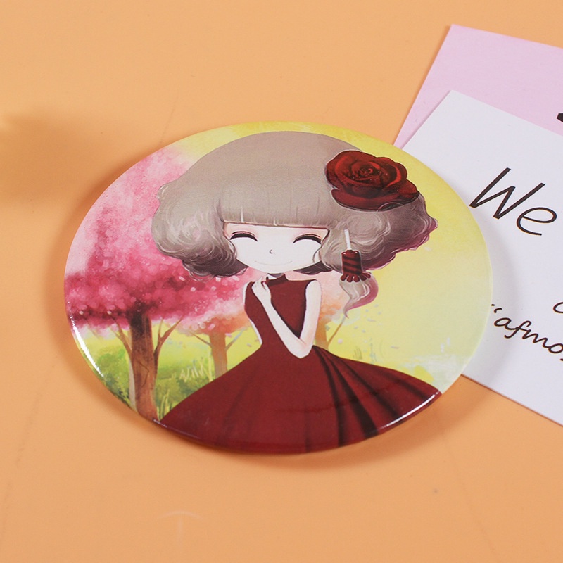 (Hàng Mới Về) Gương Trang Điểm Mini Hình Tròn Họa Tiết Hoạt Hình Phong Cách Hàn Quốc