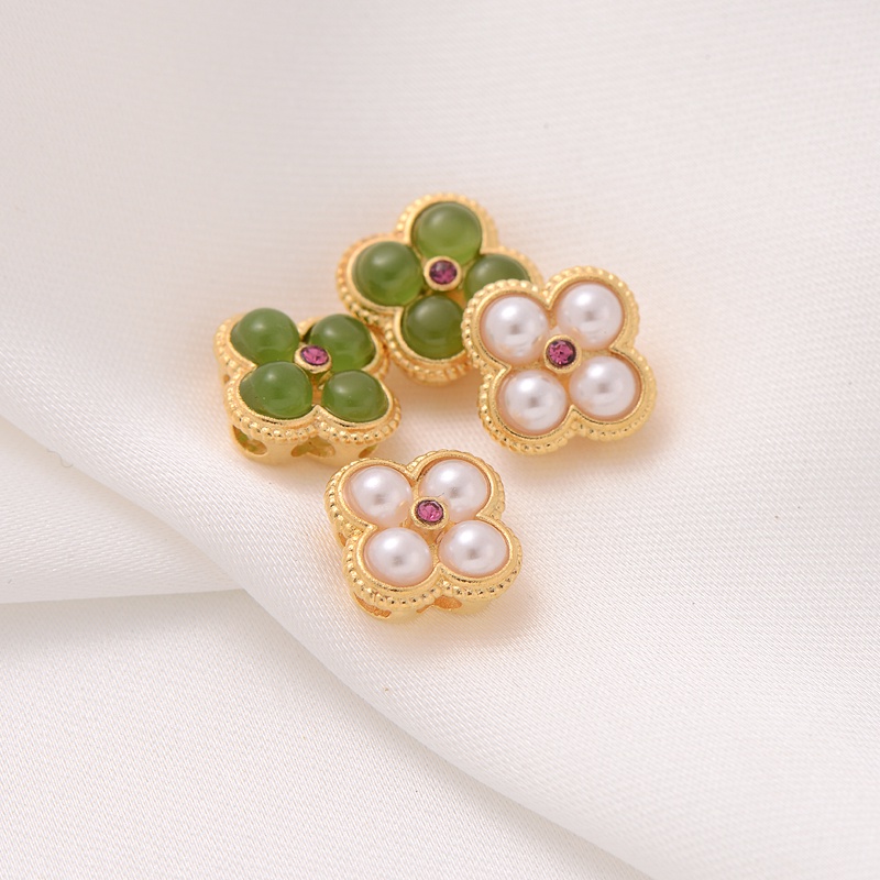 Bộ Hạt Đá Màu Sắc Mạ Vàng Làm Vòng Tay/Dây Chuyền Handmade