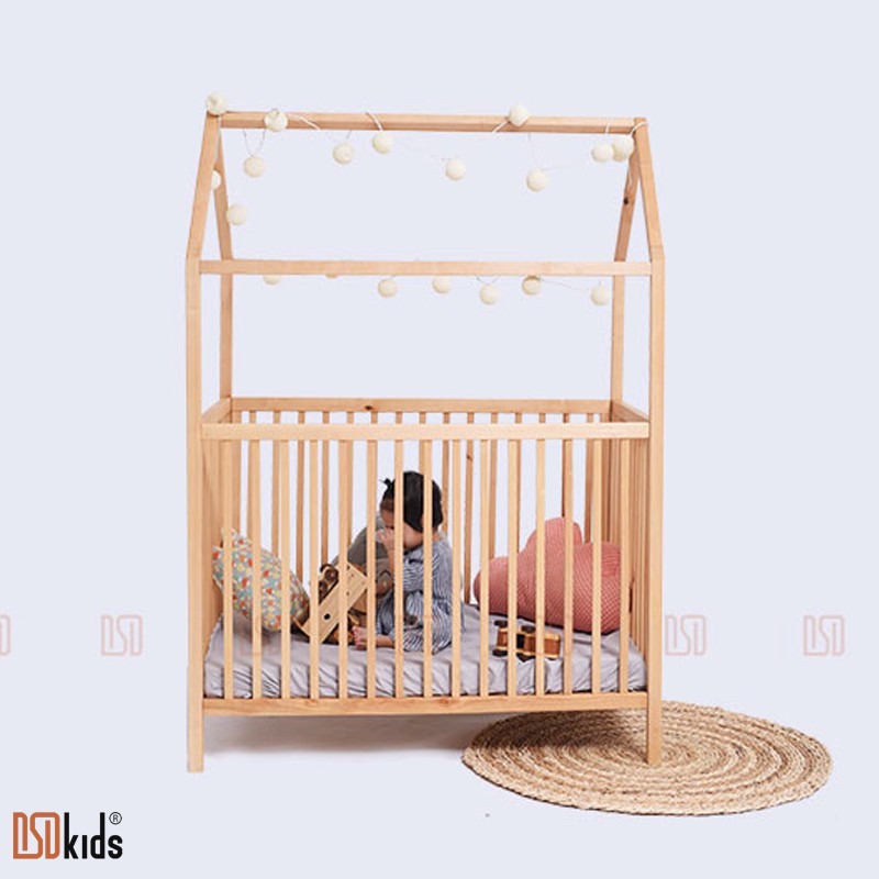 Cũi cho bé 🛑FREESHIP🛑 Cũi gỗ trẻ em thông minh điều chỉnh độ cao [ Nguyên liệu 100% gỗ tự nhiên cao cấp nhập khẩu ]