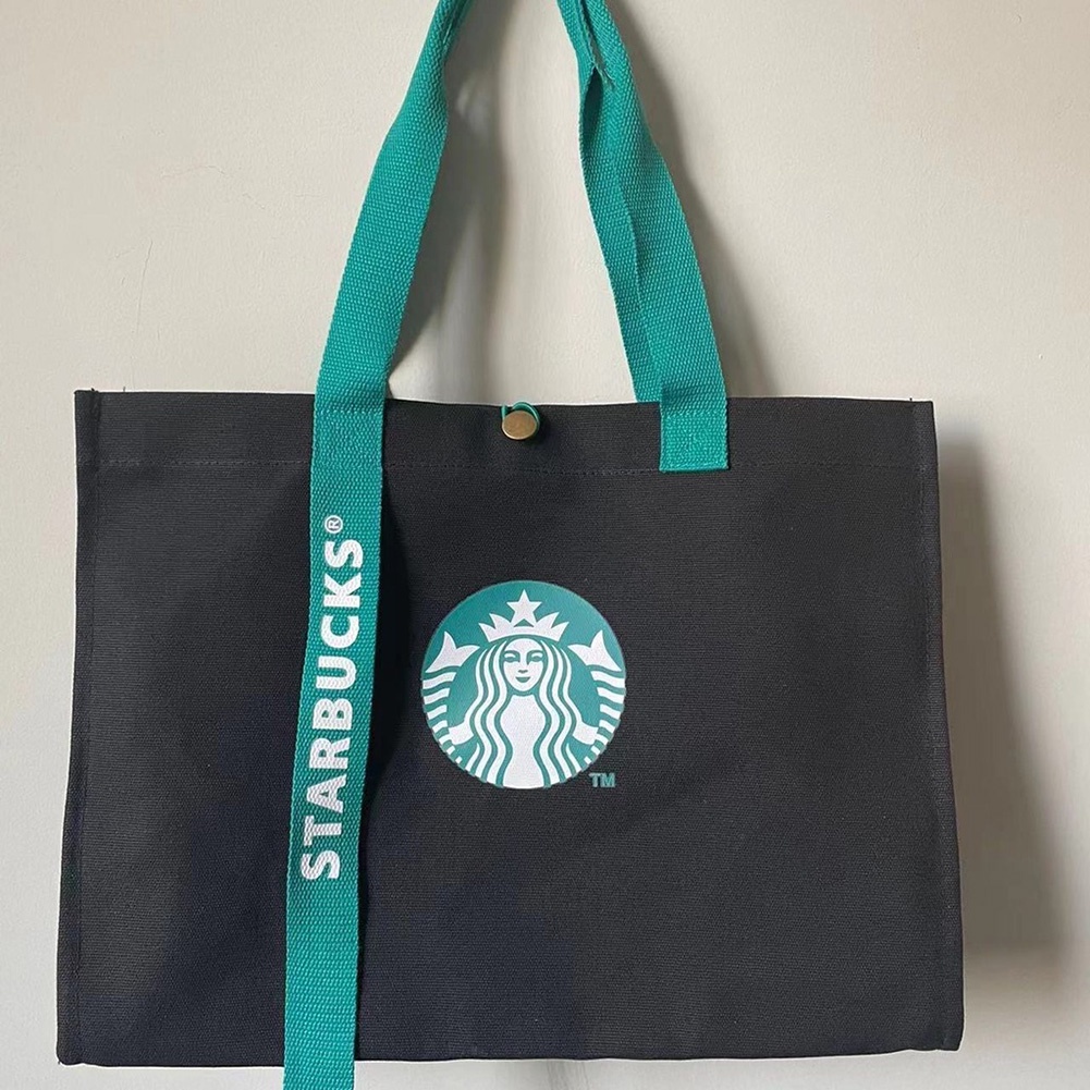 Túi xách tote canvas cỡ lớn họa tiết Starbucks độc đáo