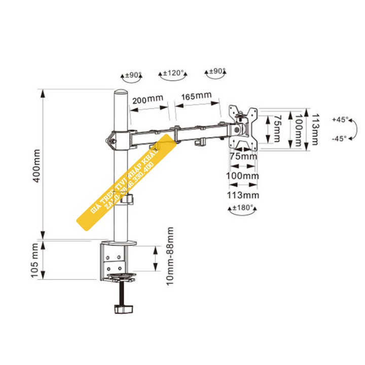 [Hàng Cao Cấp] Giá treo màn hình chân đứng 17 - 27 inch - Tay treo màn hình Xoay 360 độ - Arm Monitor Model: M051