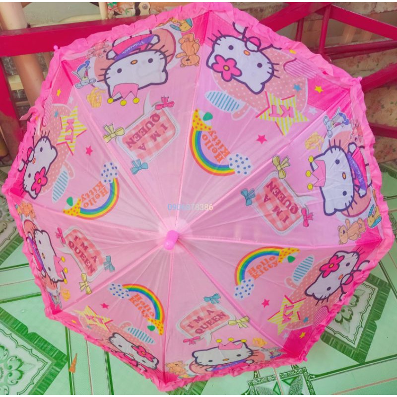 Ô dù công chúa Elsa Hello Kitty Ngựa Pony Heo peppa chuột Mickey Doremon cho bé gái