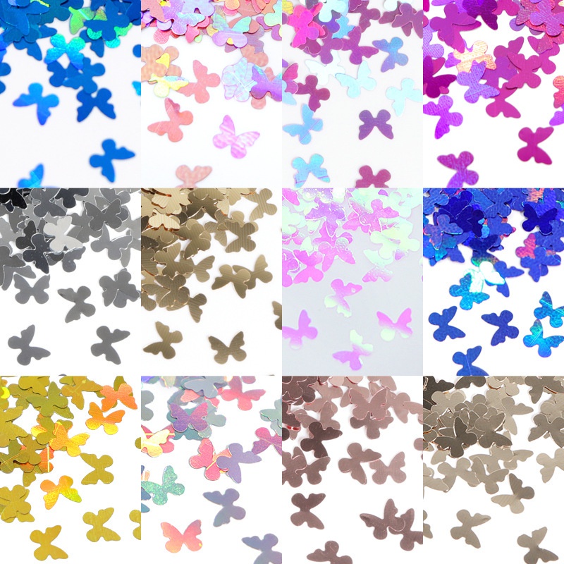 [Hàng mới về] Kim tuyến trang trí móng tay họa tiết bướm nhiều màu sắc tùy chọn